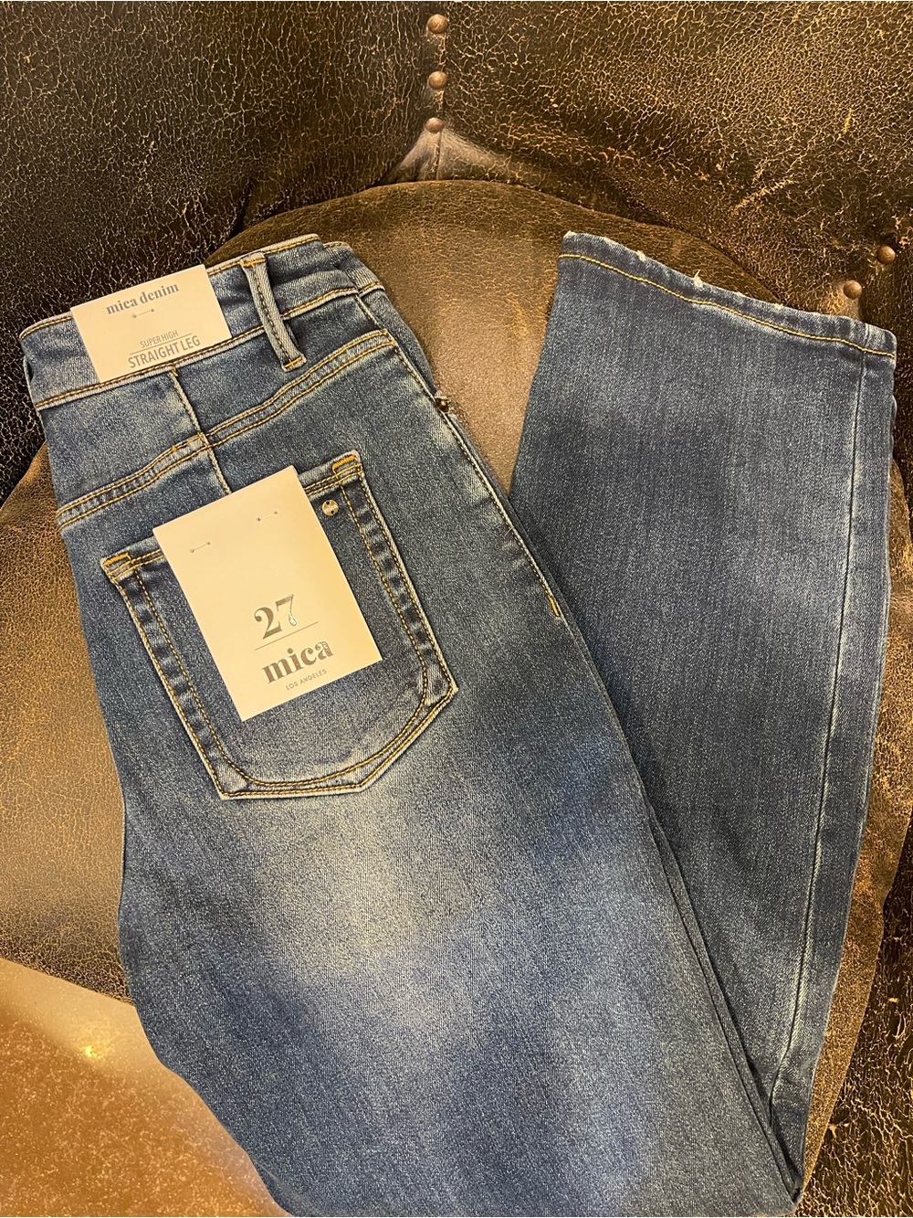 Mica Denim Women's Straight Leg Jeans in Medium Blue - Picture 2 of 7